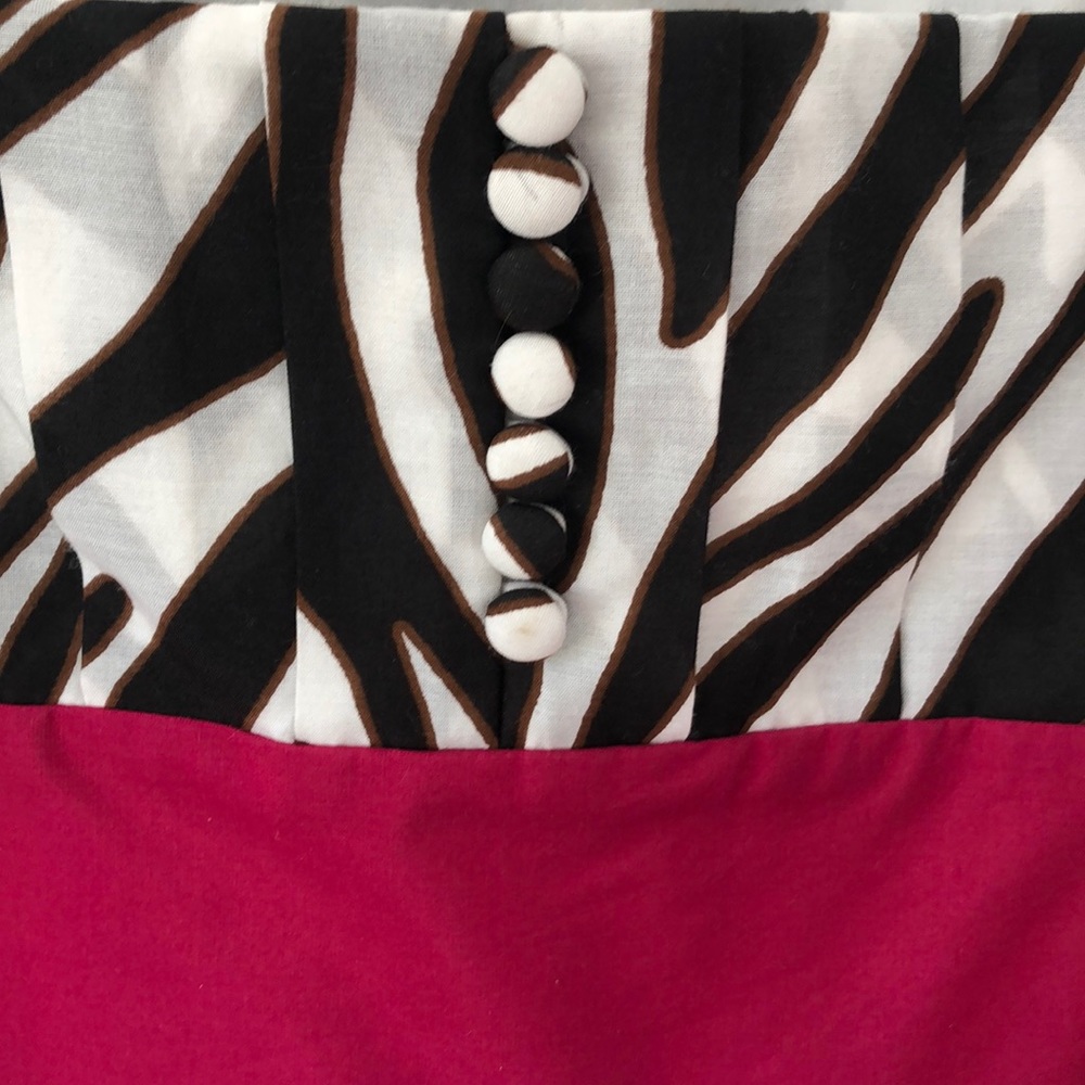 Ann Taylor Black and White Zebra Print Dress with Pink Accent - Picture 4 of 5
